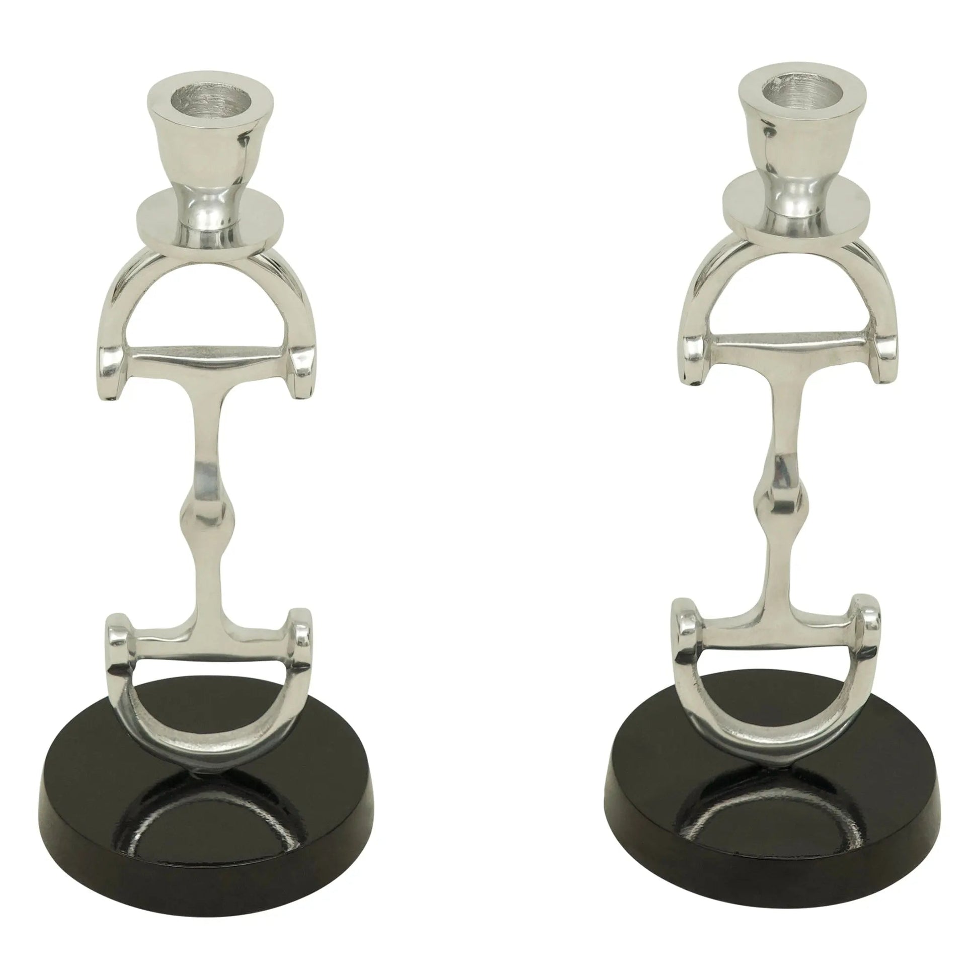 Huntley D Bit Pair of Candlesticks, Pair in Aluminum Silver Finish - Tampa Home & Garden Store