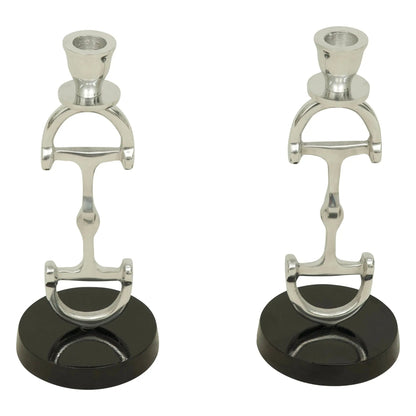 Huntley D Bit Pair of Candlesticks, Pair in Aluminum Silver Finish - Tampa Home & Garden Store