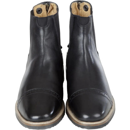 Huntley Equestrian adult black leather zip paddock boots, 2 boots shown, top-down view on Tampa Home & Garden Store