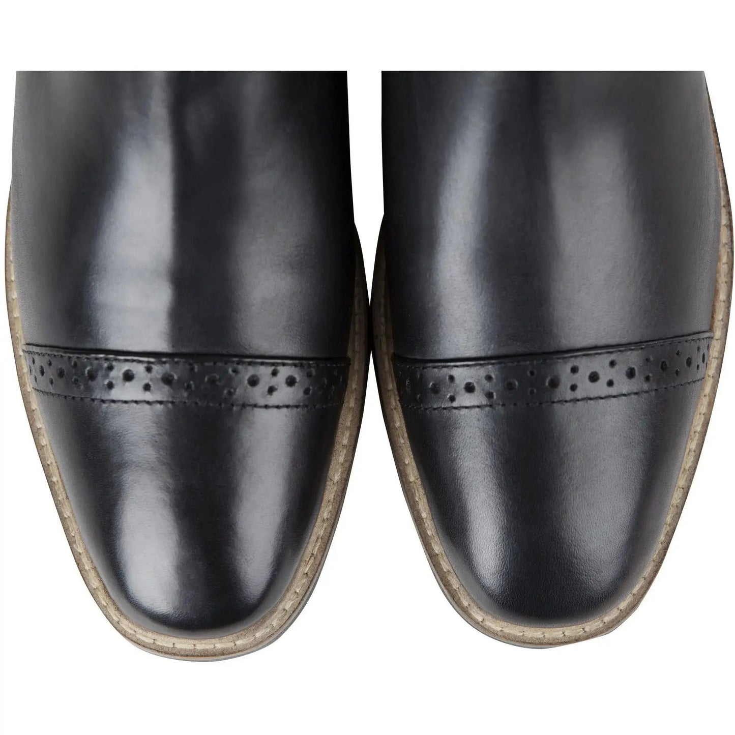Huntley Equestrian paddock boots, black leather with brogue perforations, pair on Tampa Home & Garden Store
