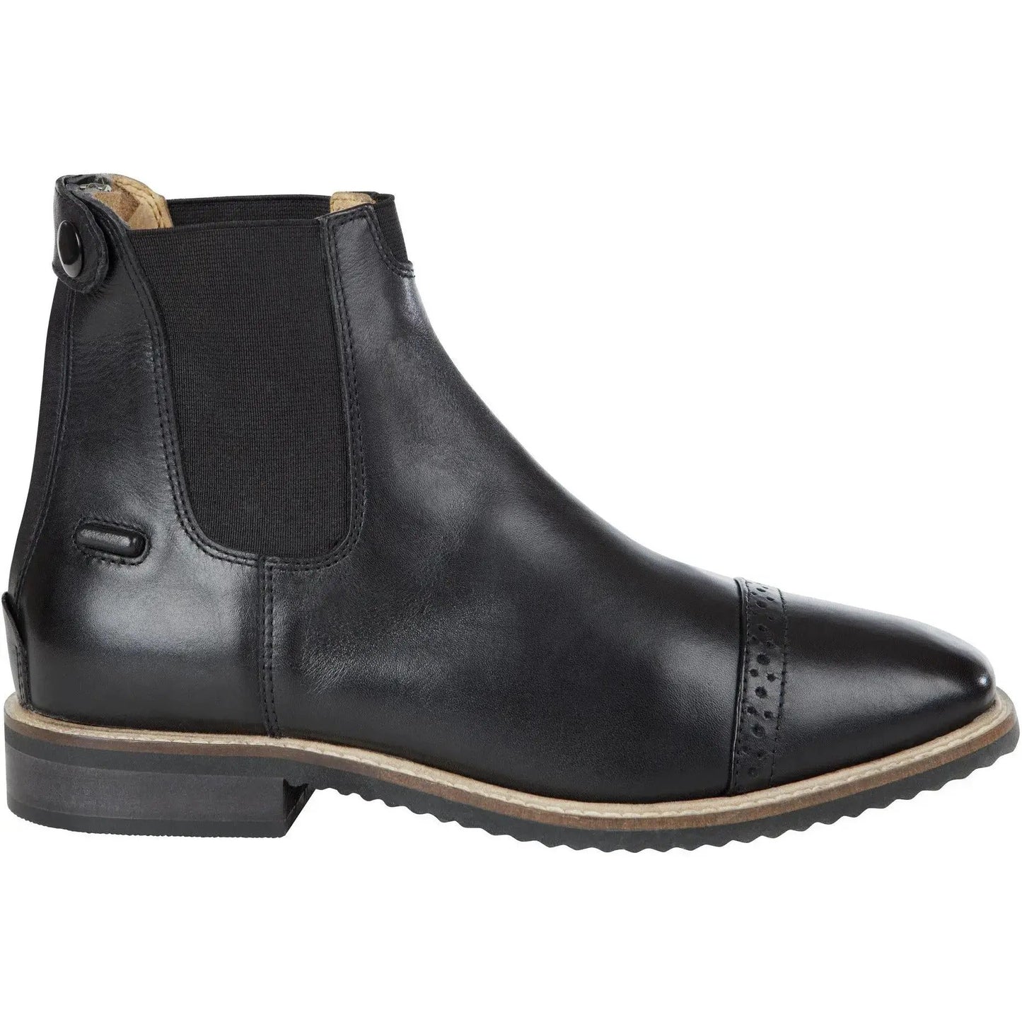 Huntley Equestrian adult black leather zipper paddock boot with elastic side panel on Tampa Home & Garden Store