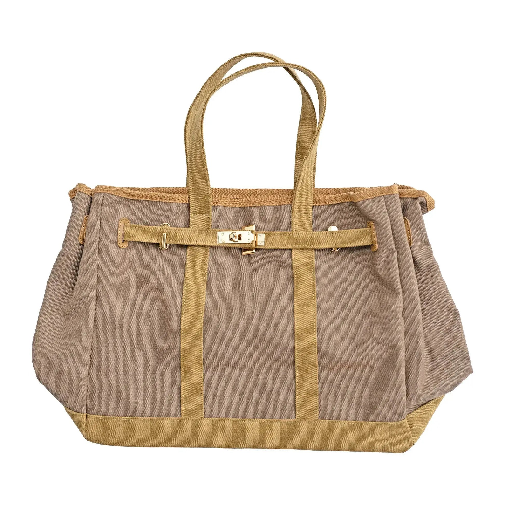 Huntley Equestrian Barkin Canvas Tote Bag in tan with gold hardware on Tampa Home & Garden Store