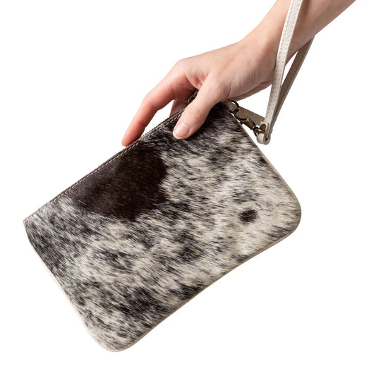 Huntley Equestrian Cowhide Wristlet Handbag Small with Zipper - Tampa Home & Garden Store