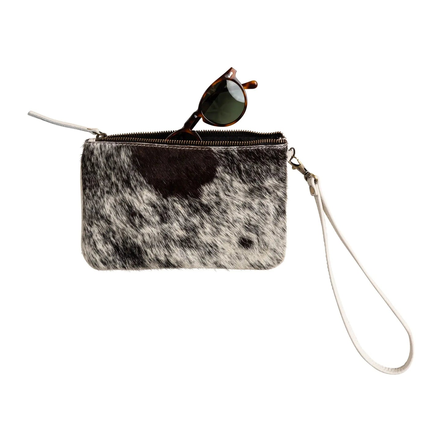 Huntley Equestrian Cowhide Wristlet Handbag Small with Zipper - Tampa Home & Garden Store