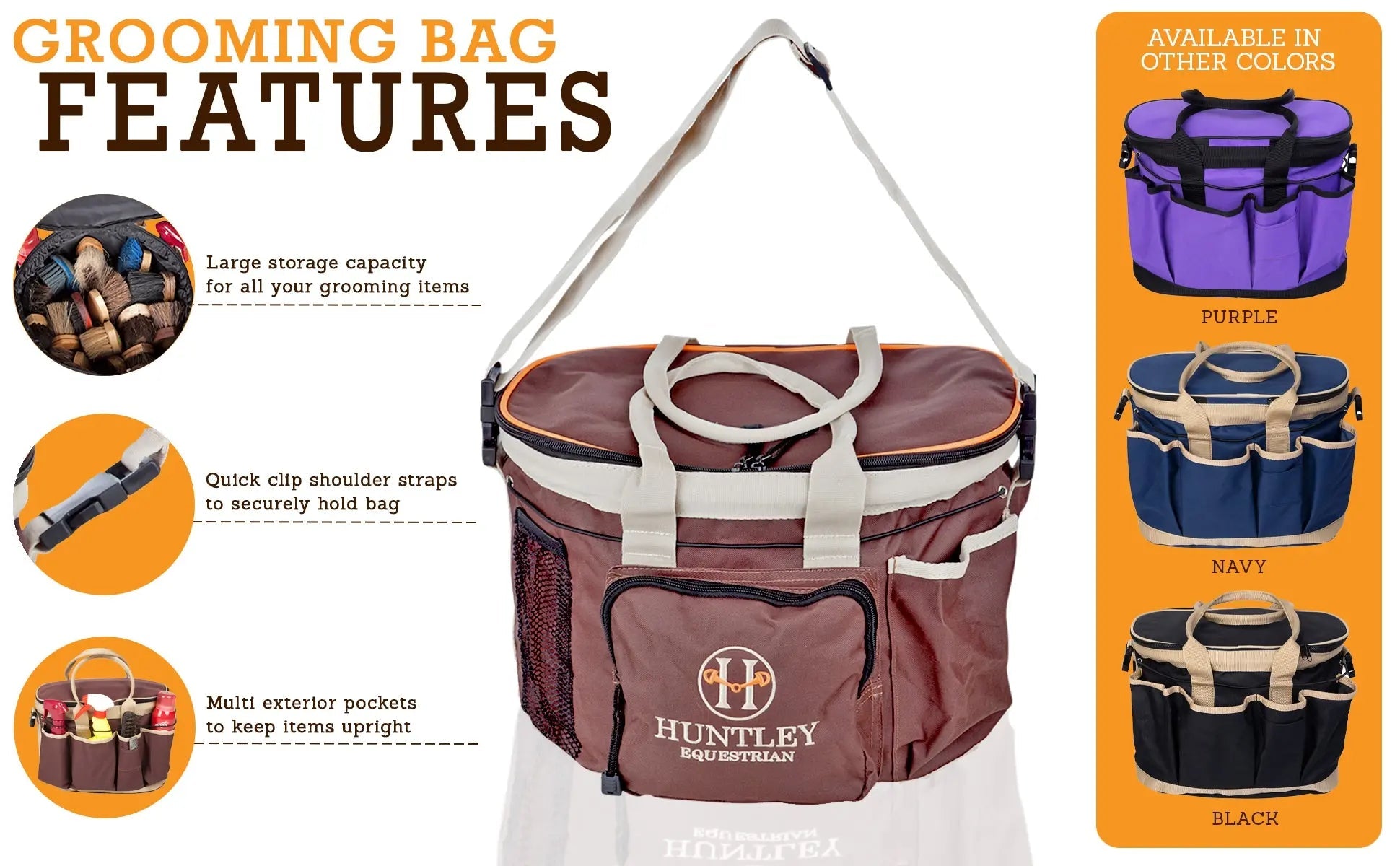 Huntley Equestrian Deluxe Grooming Bag, Brown - Tampa Home & Garden Store