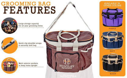 Huntley Equestrian Deluxe Grooming Bag, Brown - Tampa Home & Garden Store