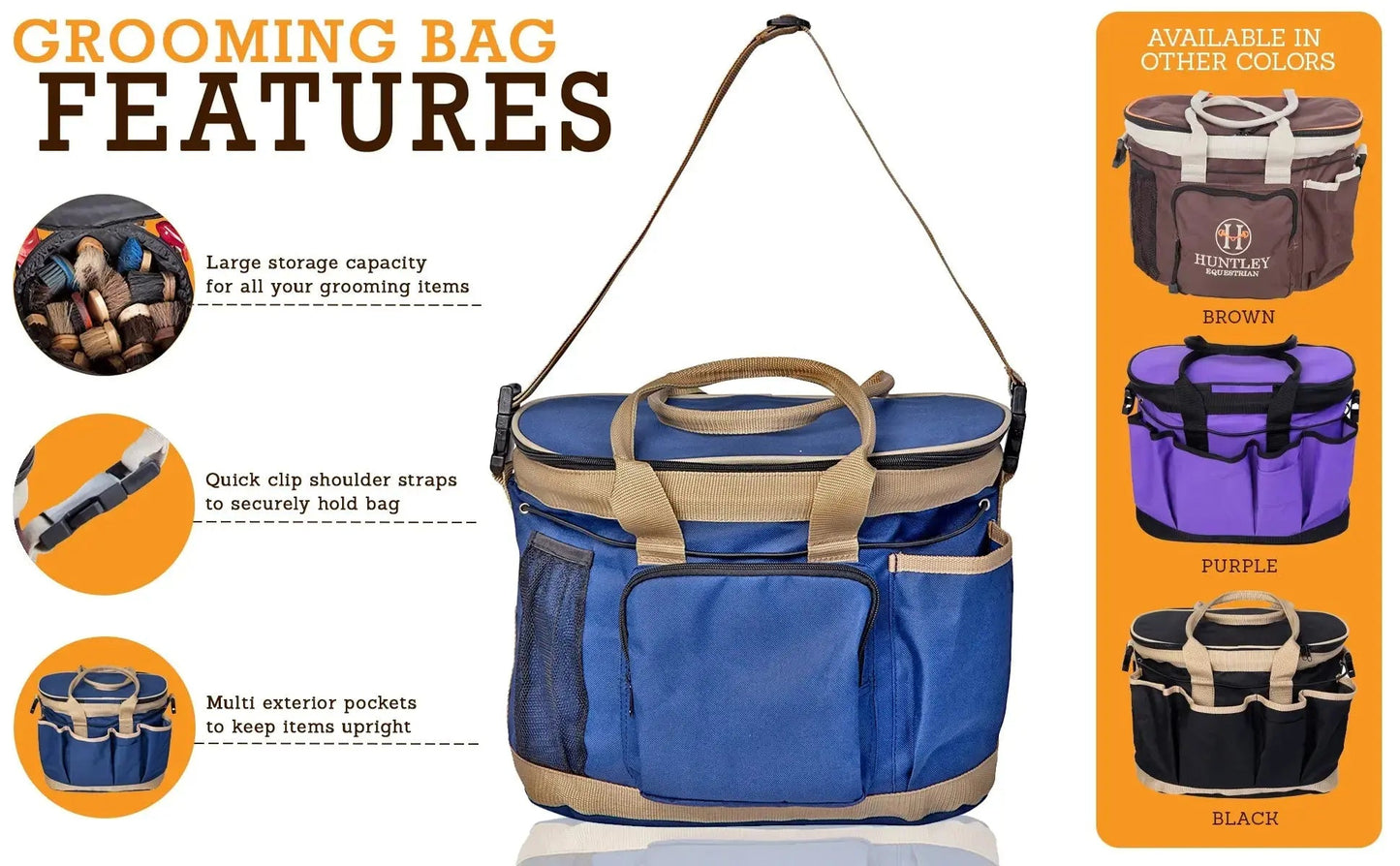 Huntley Equestrian Deluxe Grooming Bag, Brown - Tampa Home & Garden Store