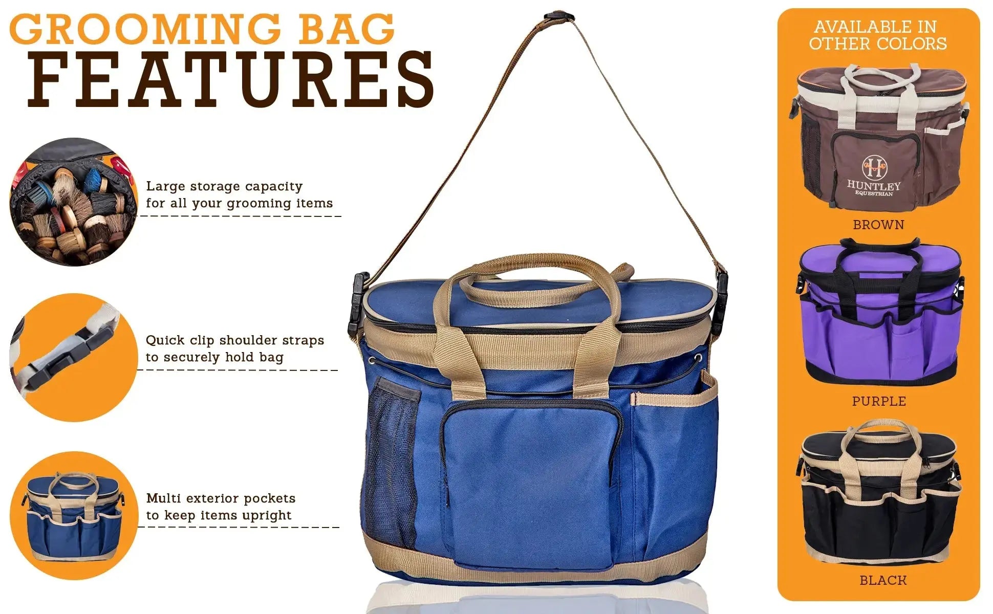 Huntley Equestrian Deluxe Grooming Bag, Brown - Tampa Home & Garden Store