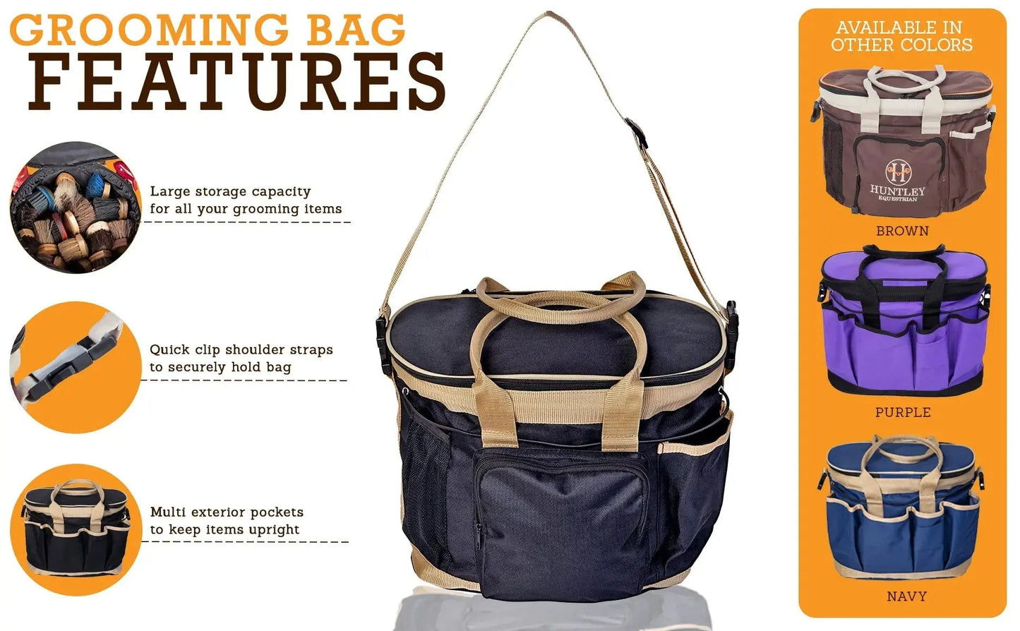 Huntley Equestrian Deluxe Grooming Bag, Brown - Tampa Home & Garden Store