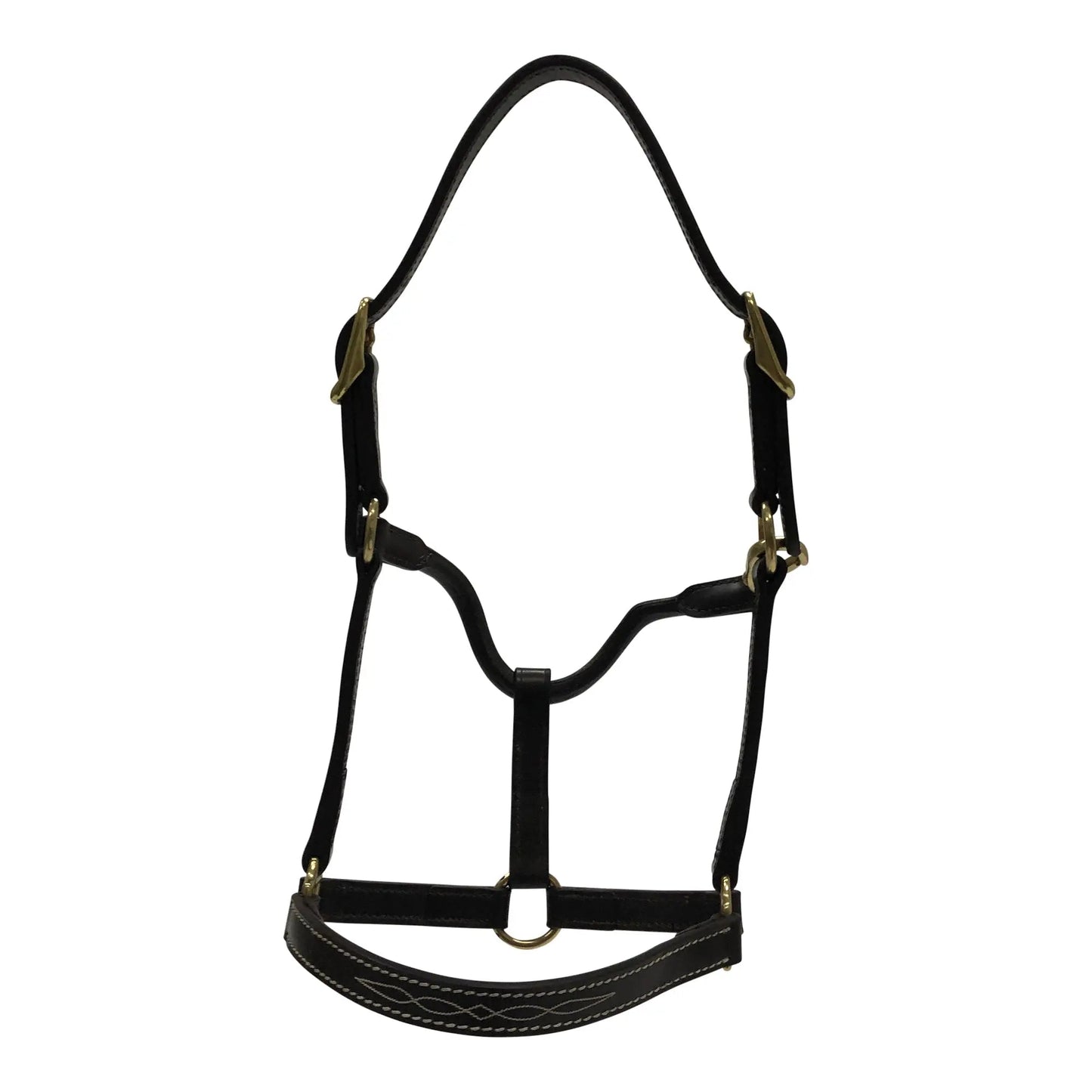 Huntley Equestrian Fancy Stitched Adjustable Premium Leather Pony Halter with Brass Hardware - Tampa Home & Garden Store