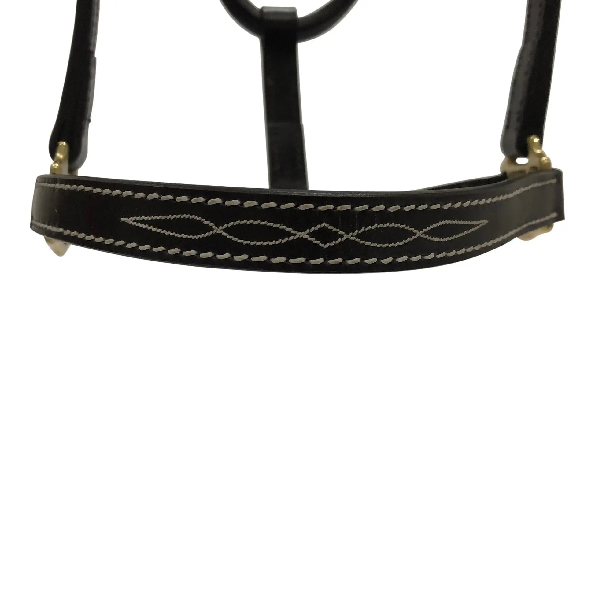 Huntley Equestrian Fancy Stitched Adjustable Premium Leather Pony Halter with Brass Hardware - Tampa Home & Garden Store