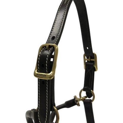 Huntley Equestrian Fancy Stitched Adjustable Premium Leather Pony Halter with Brass Hardware - Tampa Home & Garden Store
