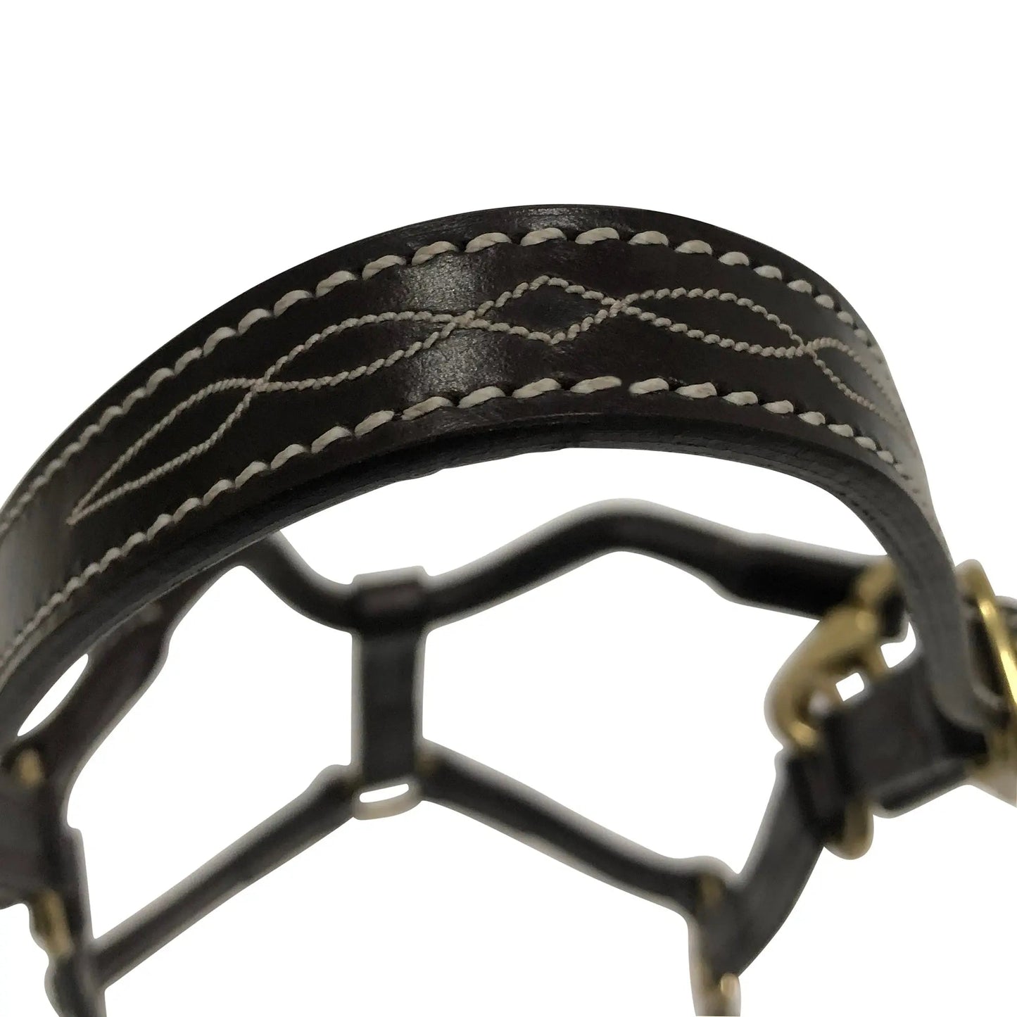Huntley Equestrian Fancy Stitched Adjustable Premium Leather Pony Halter with Brass Hardware - Tampa Home & Garden Store