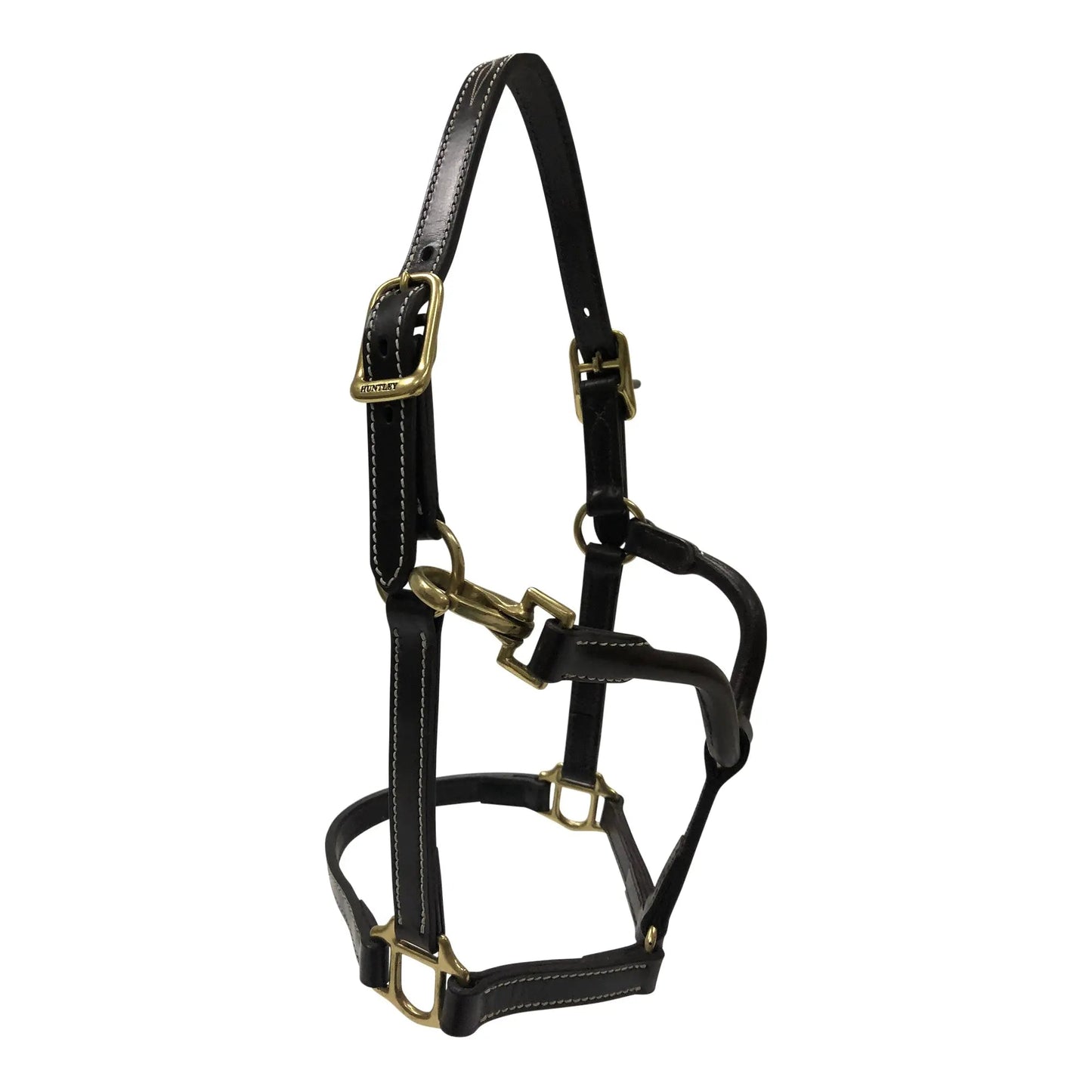 Huntley Equestrian Fancy Stitched Adjustable Premium Leather Pony Halter with Brass Hardware - Tampa Home & Garden Store