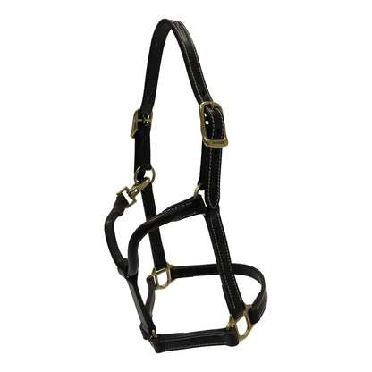Huntley Equestrian Fancy Stitched Adjustable Premium Leather Pony Halter with Brass Hardware - Tampa Home & Garden Store
