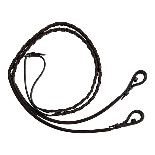 Huntley Equestrian Fancy Stitched Rubber Lined Laced Reins, Size Full - Tampa Home & Garden Store