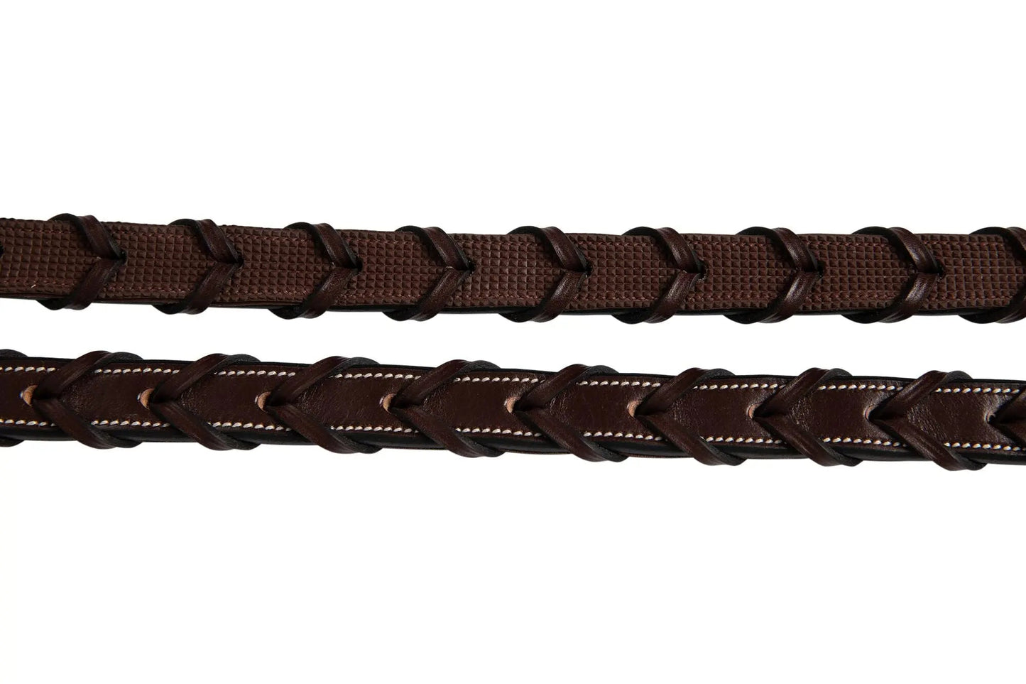 Huntley Equestrian Fancy Stitched Rubber Lined Laced Reins, Size Full - Tampa Home & Garden Store
