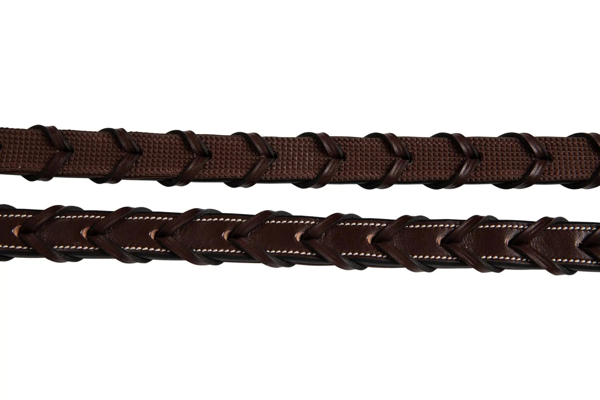 Huntley Equestrian Fancy Stitched Rubber Lined Laced Reins, Size Full - Tampa Home & Garden Store