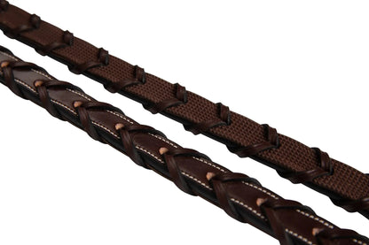 Huntley Equestrian Fancy Stitched Rubber Lined Laced Reins, Size Full - Tampa Home & Garden Store