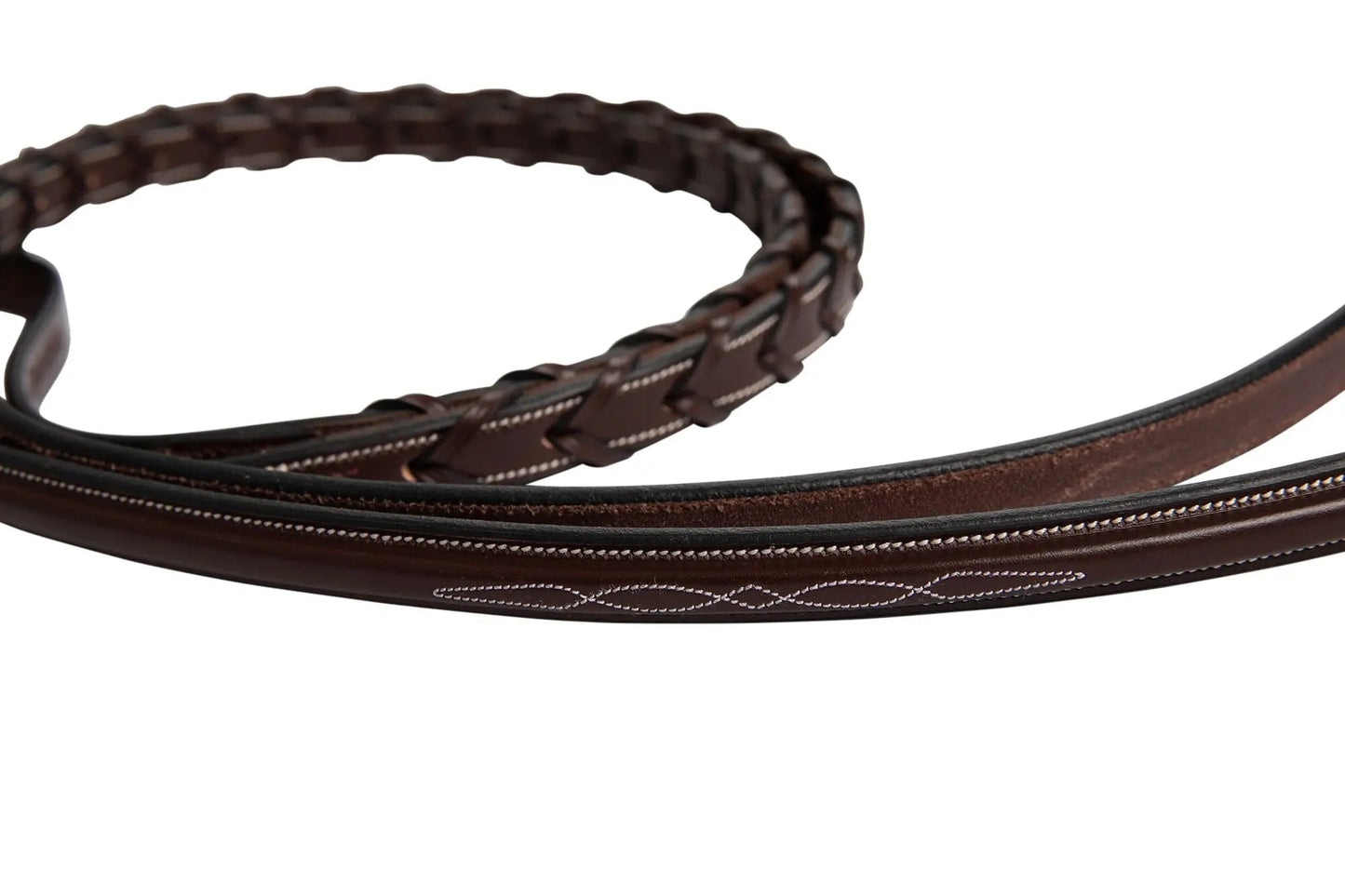 Huntley Equestrian Fancy Stitched Rubber Lined Laced Reins, Size Full - Tampa Home & Garden Store