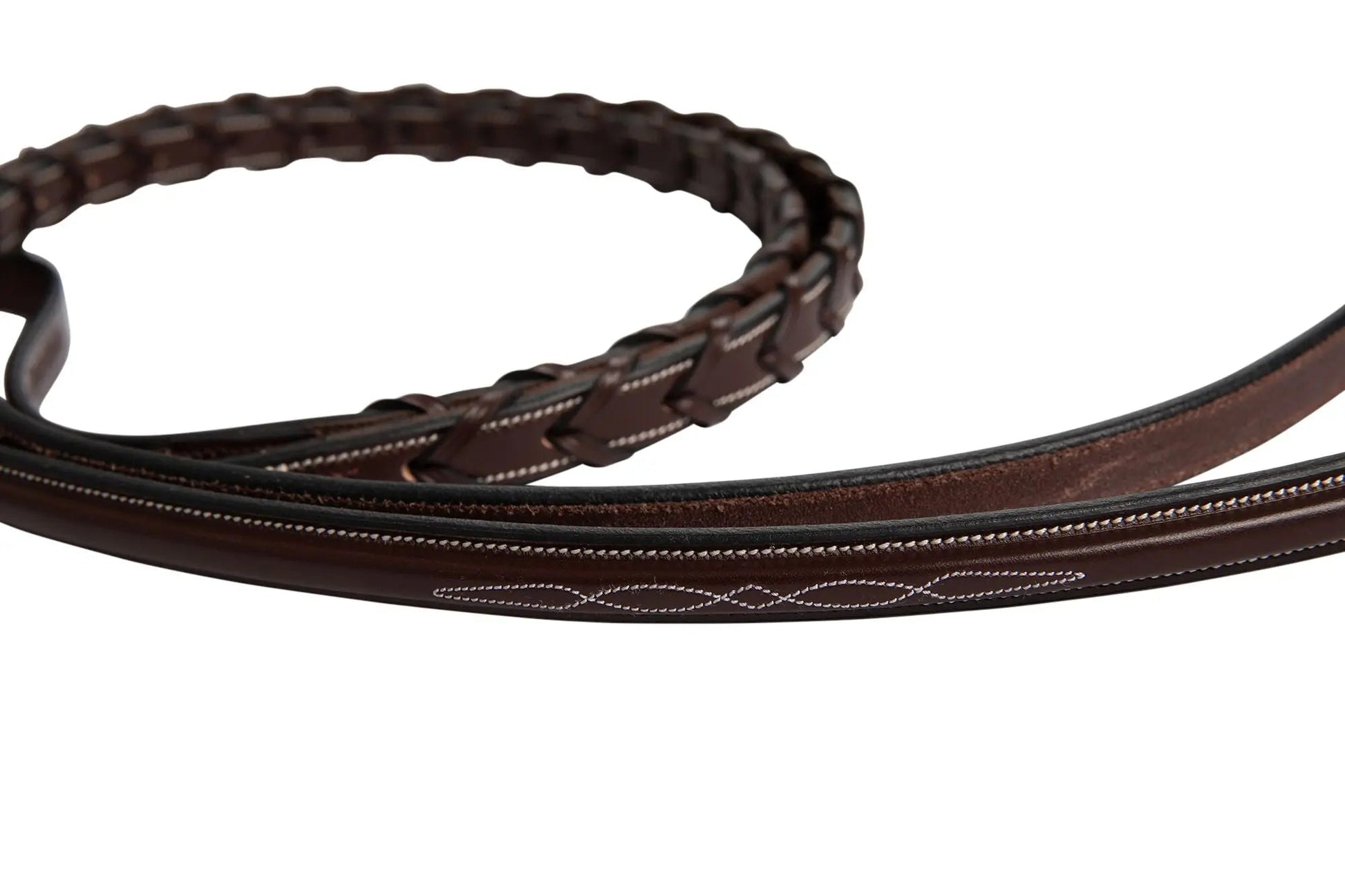 Huntley Equestrian Fancy Stitched Rubber Lined Laced Reins, Size Full - Tampa Home & Garden Store