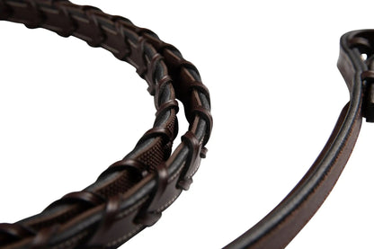 Huntley Equestrian Fancy Stitched Rubber Lined Laced Reins, Size Full - Tampa Home & Garden Store
