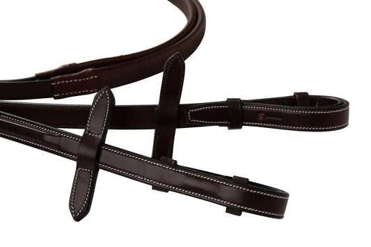 Huntley Equestrian Fancy Stitched Rubber Reins, 5/8" Inch Width - Tampa Home & Garden Store