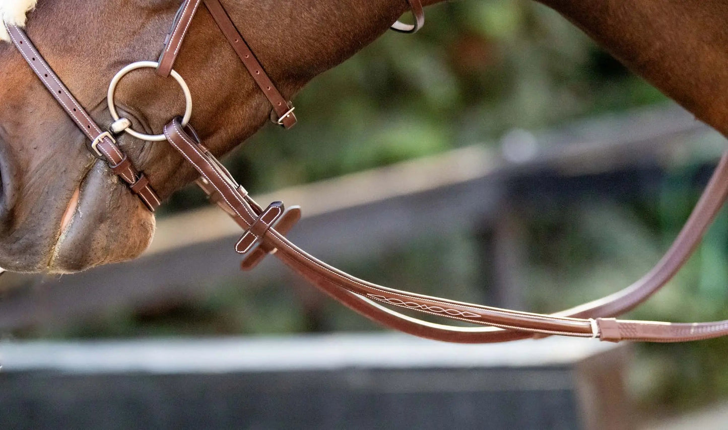 Huntley Equestrian Fancy Stitched Rubber Reins, 5/8" Inch Width - Tampa Home & Garden Store