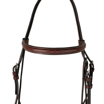 Huntley Equestrian Fancy Stitched Schooling Hunter Bridle with Reins - Tampa Home & Garden Store