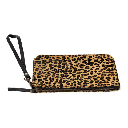 Huntley Equestrian leopard print hair-on-hide leather wristlet clutch wallet golden foil on Tampa Home & Garden Store
