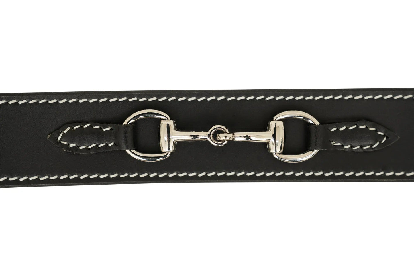 Huntley Equestrian Ladies Stirrup Buckle, Snaffle Bit, 1.5" Inch Width Leather Belt, Black - Tampa Home & Garden Store