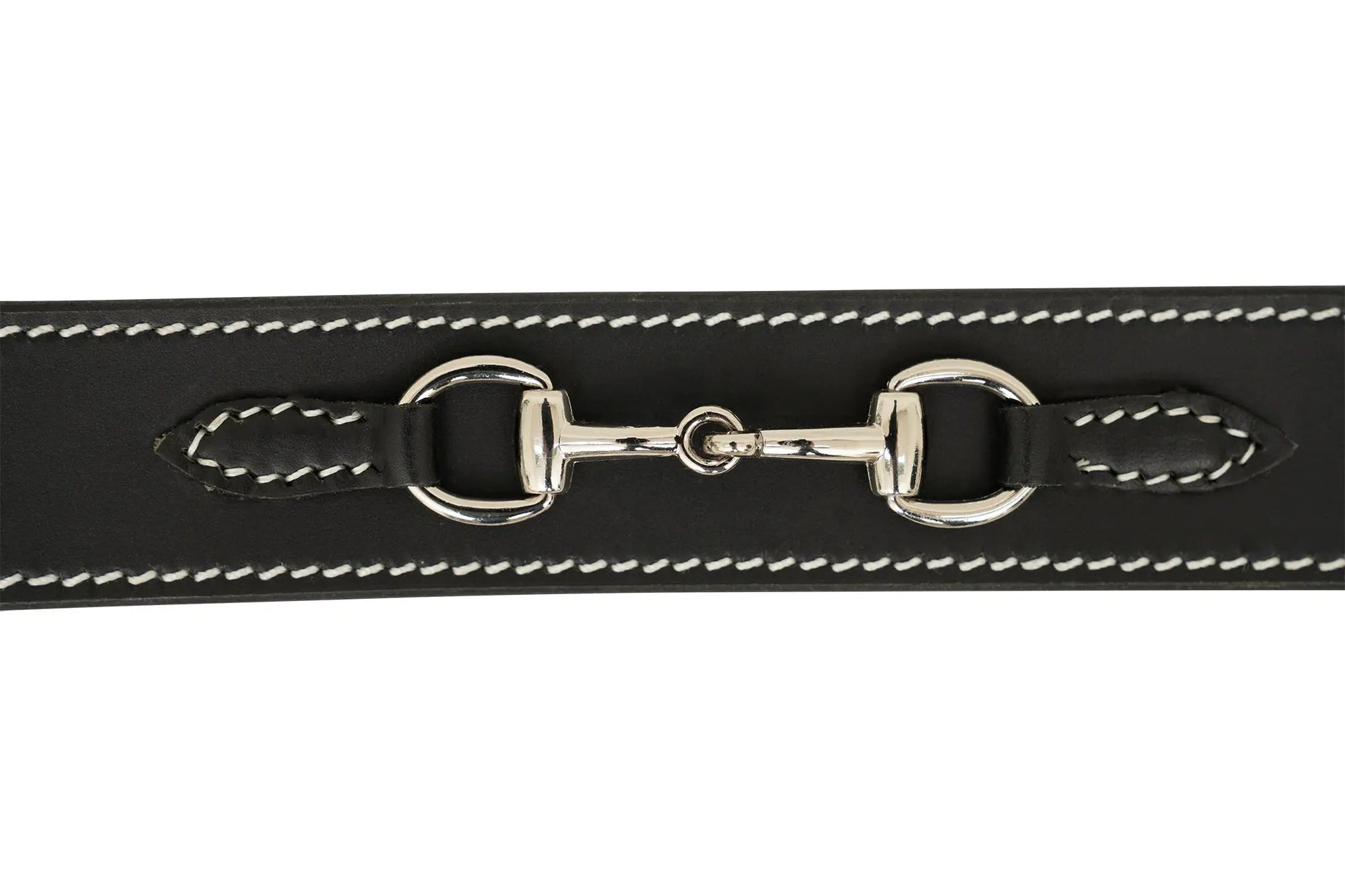 Huntley Equestrian Ladies Stirrup Buckle, Snaffle Bit, 1.5" Inch Width Leather Belt, Black - Tampa Home & Garden Store