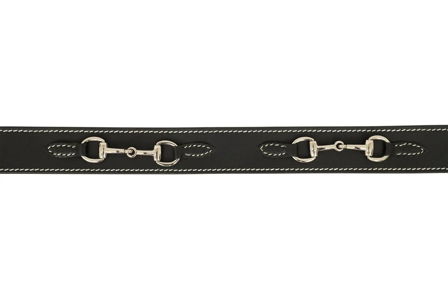 Huntley Equestrian Ladies Stirrup Buckle, Snaffle Bit, 1.5" Inch Width Leather Belt, Black - Tampa Home & Garden Store