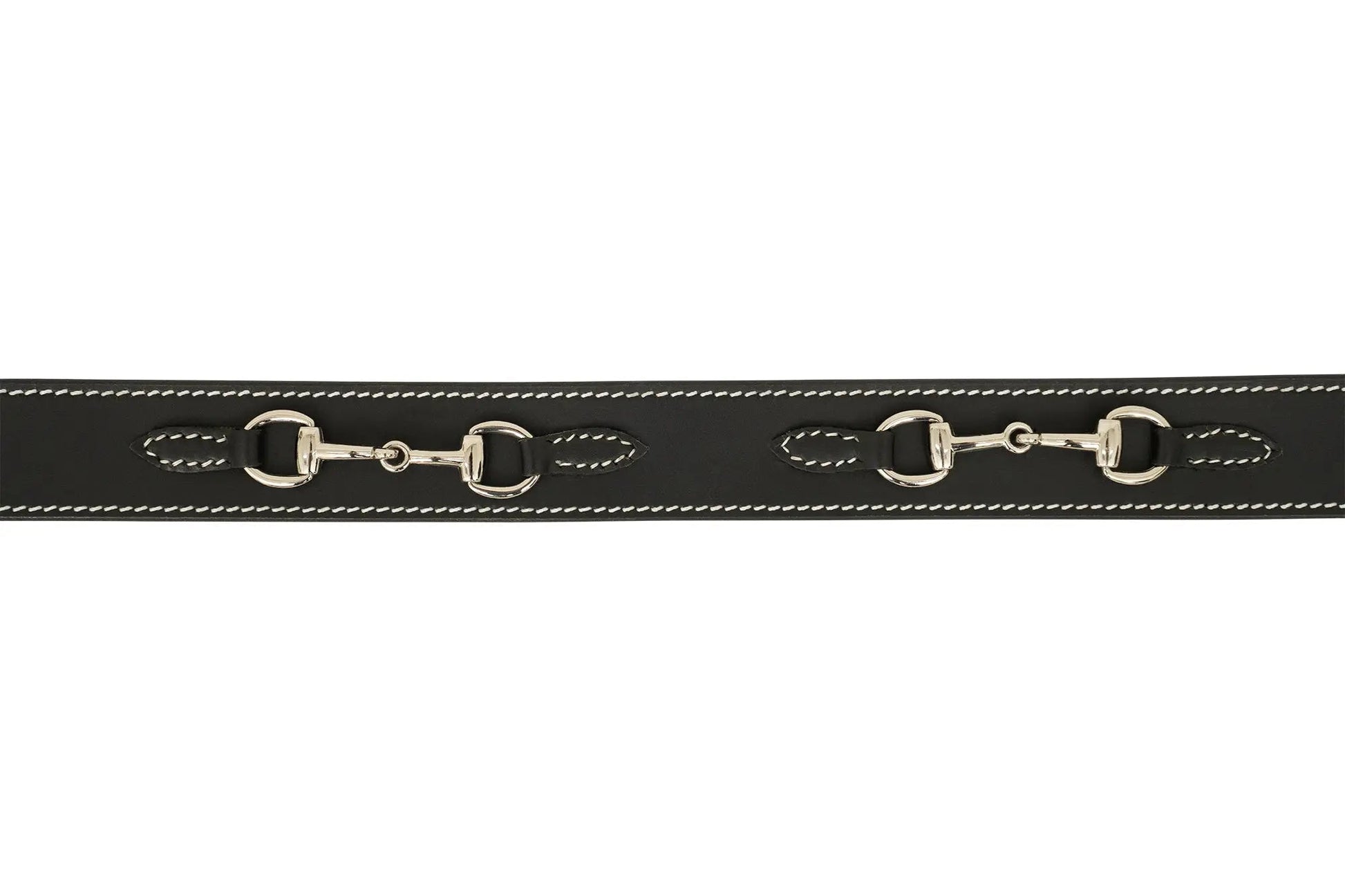 Huntley Equestrian Ladies Stirrup Buckle, Snaffle Bit, 1.5" Inch Width Leather Belt, Black - Tampa Home & Garden Store