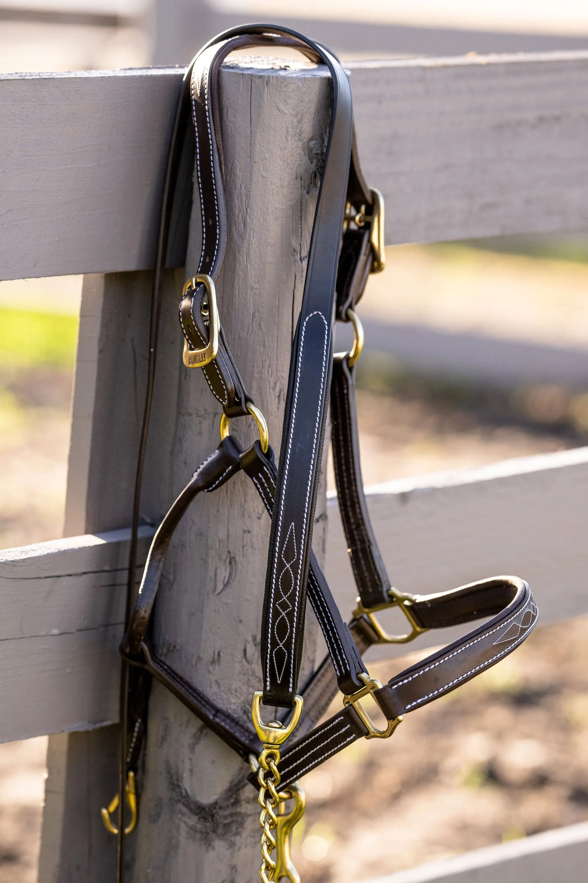 Huntley Equestrian Leather Lead with Brass Chain - Tampa Home & Garden Store