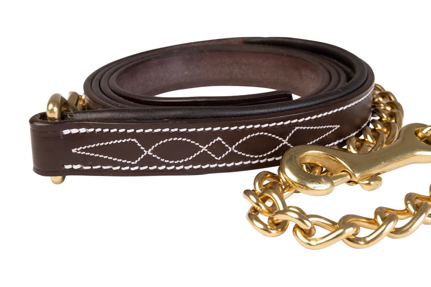 Huntley Equestrian Leather Lead with Brass Chain - Tampa Home & Garden Store