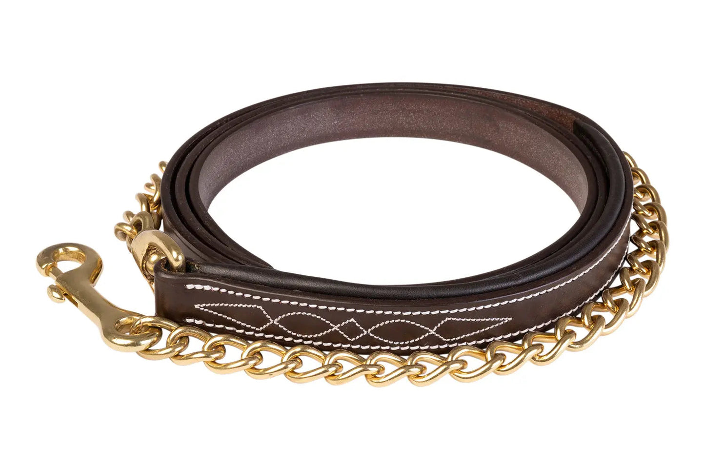 Huntley Equestrian Leather Lead with Brass Chain - Tampa Home & Garden Store