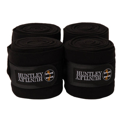 Huntley Equestrian Polo Fleece Wraps, Set of 4, Black - Tampa Home & Garden Store