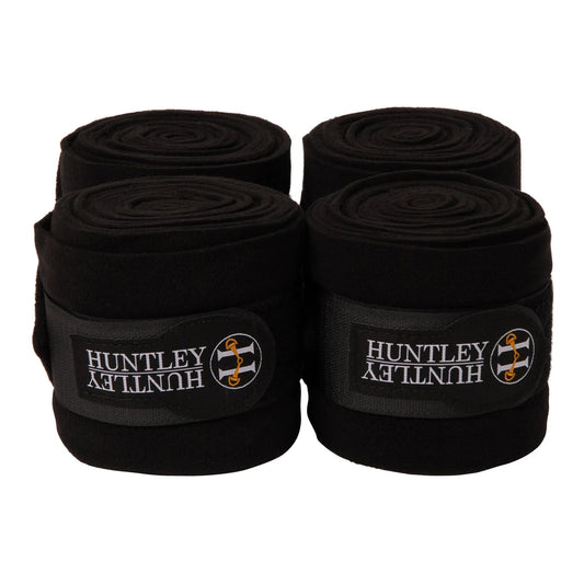 Huntley Equestrian Polo Fleece Wraps, Set of 4, Black - Tampa Home & Garden Store