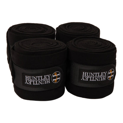 Huntley Equestrian Polo Fleece Wraps, Set of 4, Black - Tampa Home & Garden Store