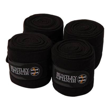 Huntley Equestrian Polo Fleece Wraps, Set of 4, Black - Tampa Home & Garden Store