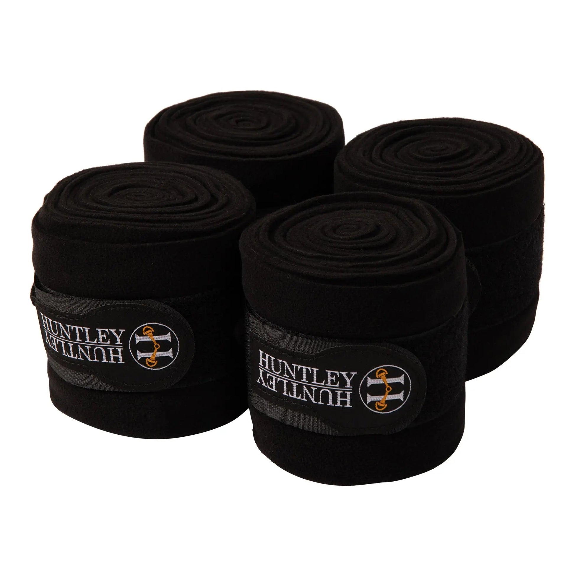 Huntley Equestrian Polo Fleece Wraps, Set of 4, Black - Tampa Home & Garden Store