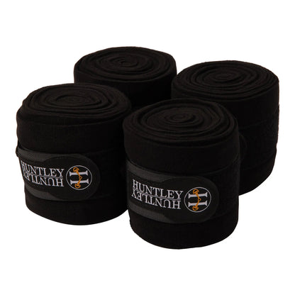 Huntley Equestrian Polo Fleece Wraps, Set of 4, Black - Tampa Home & Garden Store