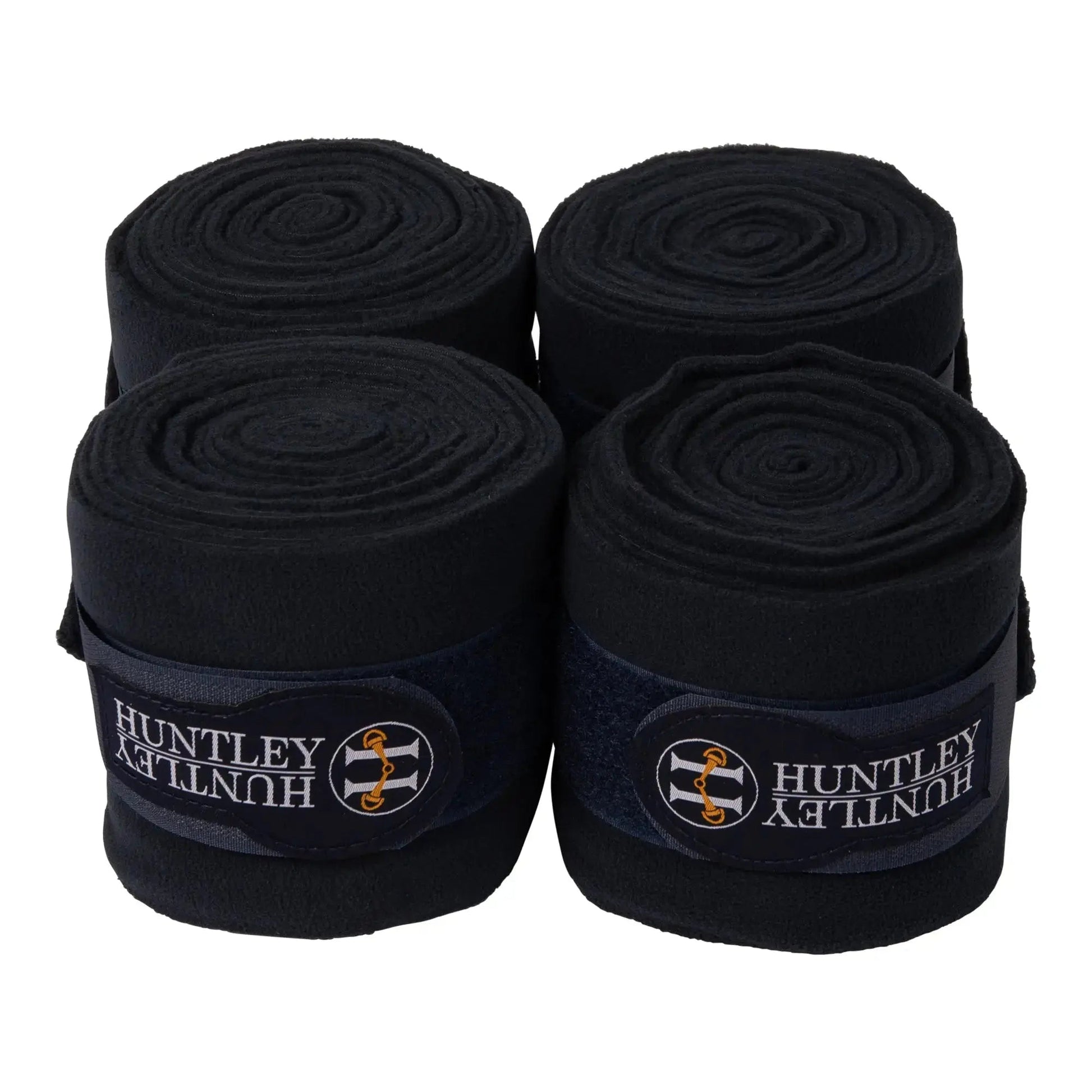 Huntley Equestrian Polo Fleece Wraps, Set of 4, Black - Tampa Home & Garden Store