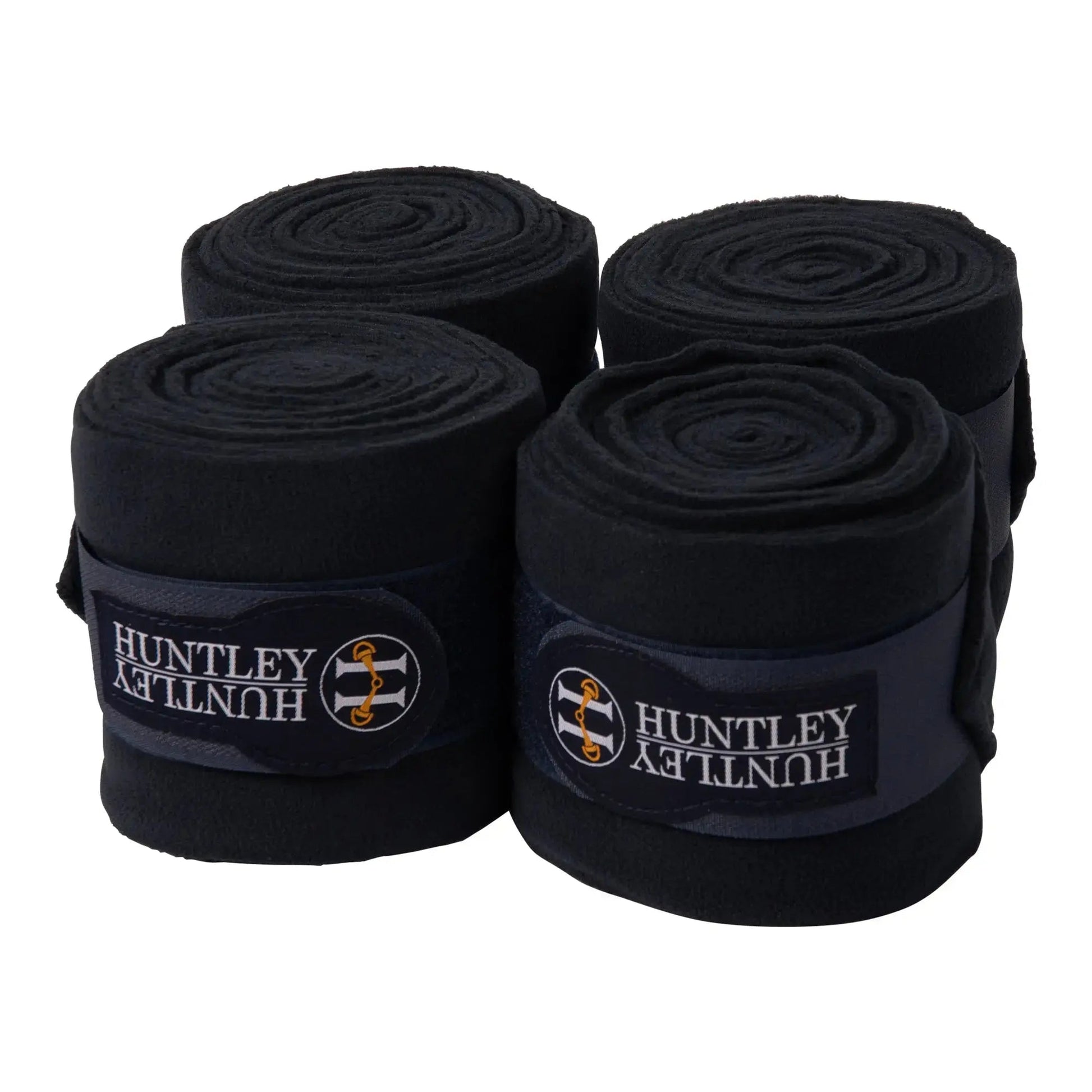 Huntley Equestrian Polo Fleece Wraps, Set of 4, Black - Tampa Home & Garden Store