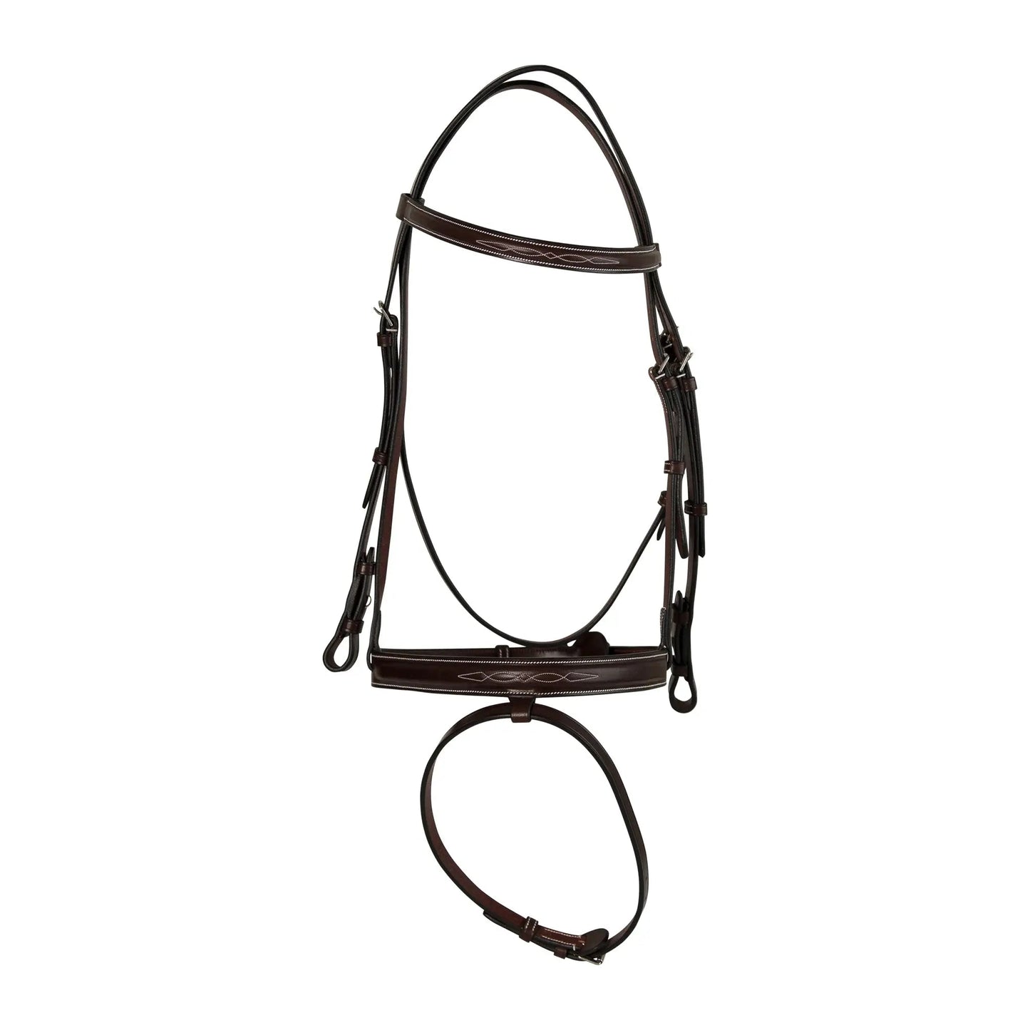 Huntley Equestrian Sedgwick Fancy Stitched Fixed Flash Noseband Bridle With Reins - Tampa Home & Garden Store