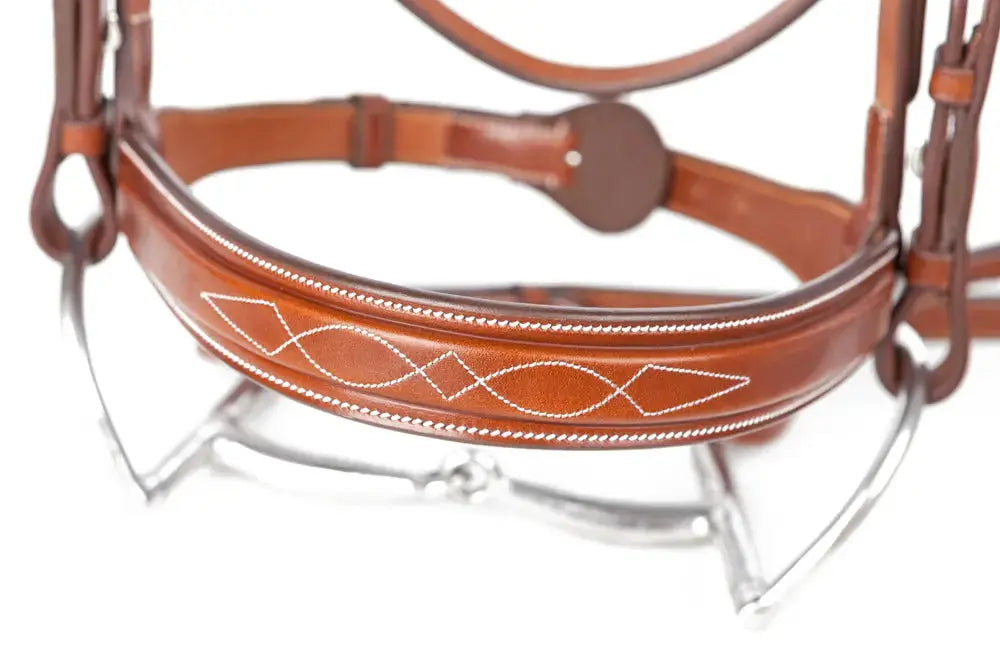 Huntley Equestrian Sedgwick Fancy Stitched Square Raised Hunter Horse Bridle with Reins - Tampa Home & Garden Store