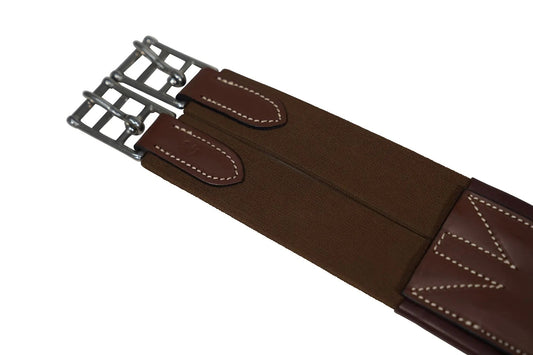 Huntley Equestrian Sedgwick Leather Fancy Stitched Padded Leather Contour Shaped Girth with Double End Elastic - Tampa Home & Garden Store