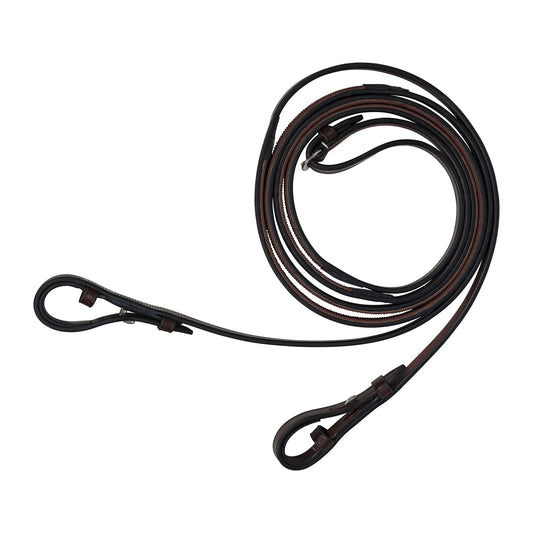 Huntley Equestrian Sedgwick Pelham Flat Curb Reins, Rubber Lined - Tampa Home & Garden Store