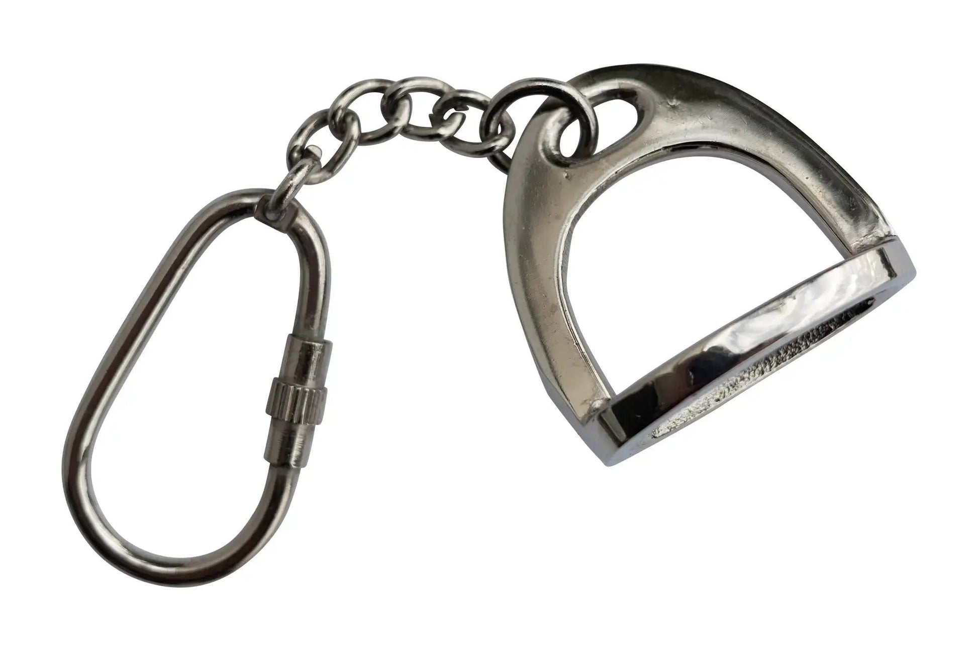 Huntley Equestrian Silver English Stirrup Keychain with metal chain on Tampa Home & Garden Store